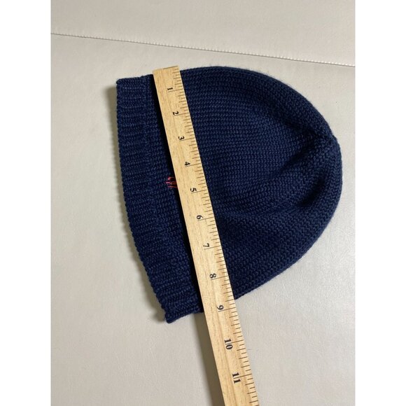 Polo Ralph Lauren Navy Knit Beanie Hat Red Pony One Size Wool blend Preppy - Picture 5 of 11